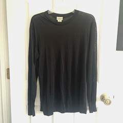 LL Bean Black Sheer Silk Thermal Base Layer Shirt Men sz M Long Sleeve Vintage