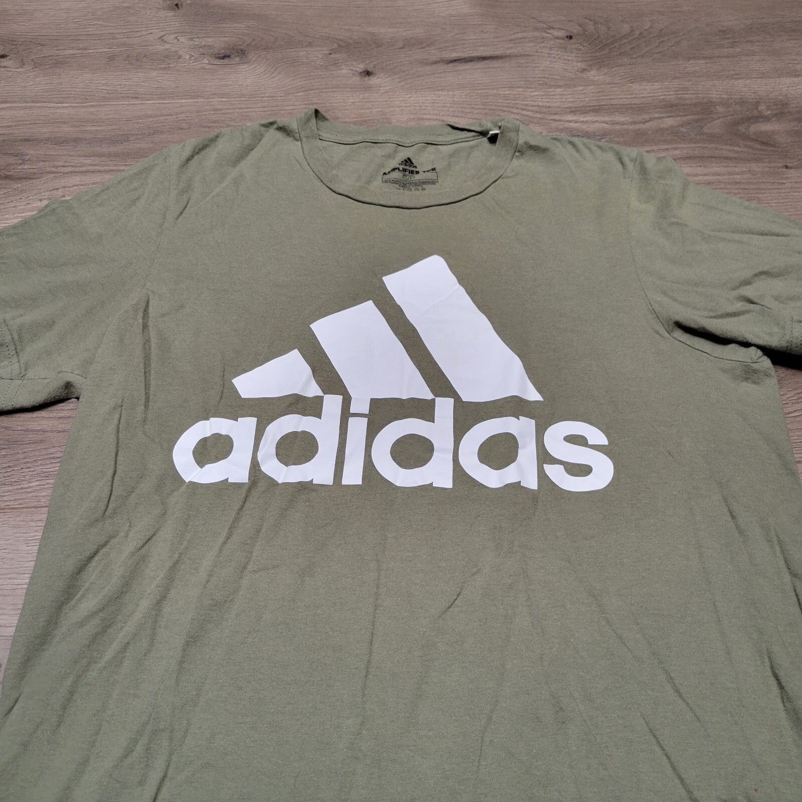 adidas Shirt Men Small Green Amplifier Short Sleeve Athletic Stripes Graphic Tee gallery