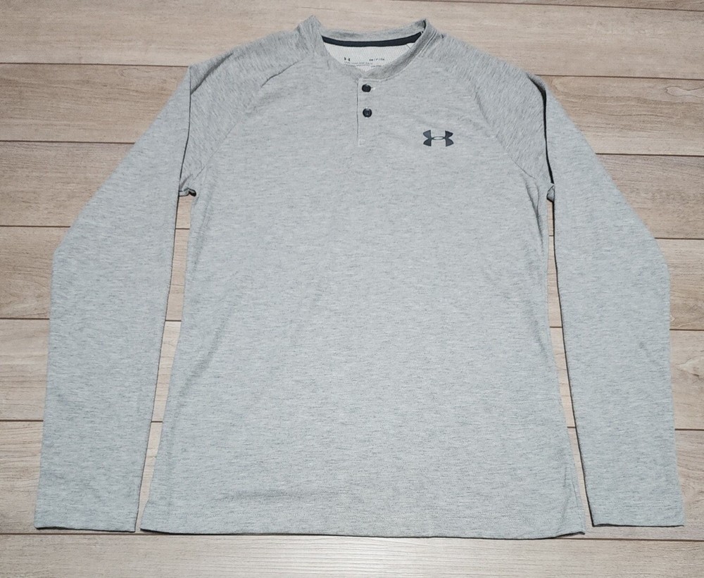 NWT Under Armour Men's ColdGear Infrared Henley Shirt 1350857-200 Gray Size S