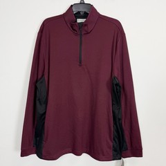 PGA Tour Pullover Quarter Zip Mens XL Maroon Black Thermal Long Sleeve NWT