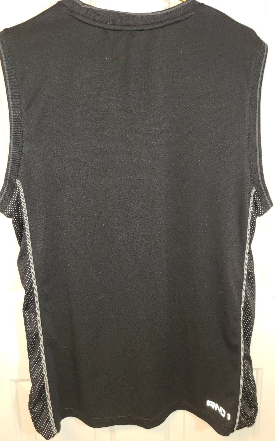 VTG AND1 Basketball Jersey Men's Lg Mesh Embroidered Tank Top Y2K Black Grey gallery
