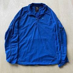 Y2K Nike Pullover Mens Large Blue NikeFit Dry 1/4 Zip Mock Neck Long Sleeve Top