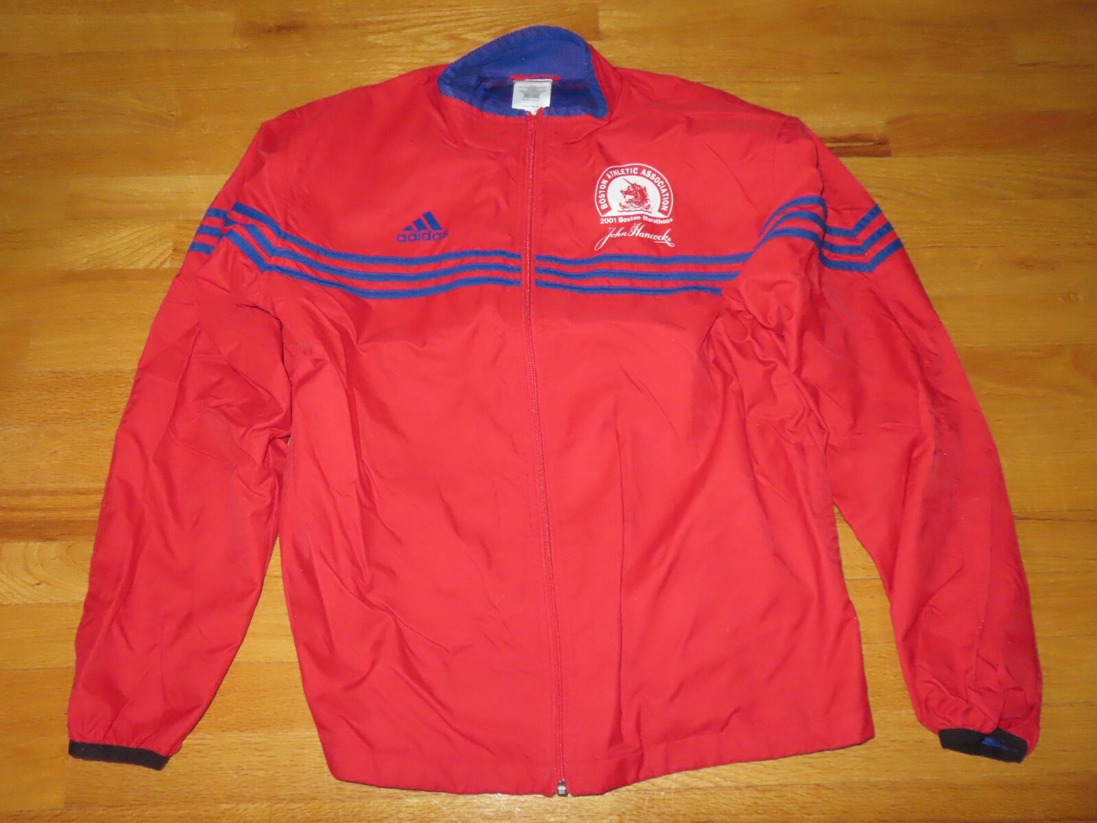 April 2001 Adidas 105th B.A.A. BOSTON MARATHON (LG) Heavy Running Jacket RED gallery