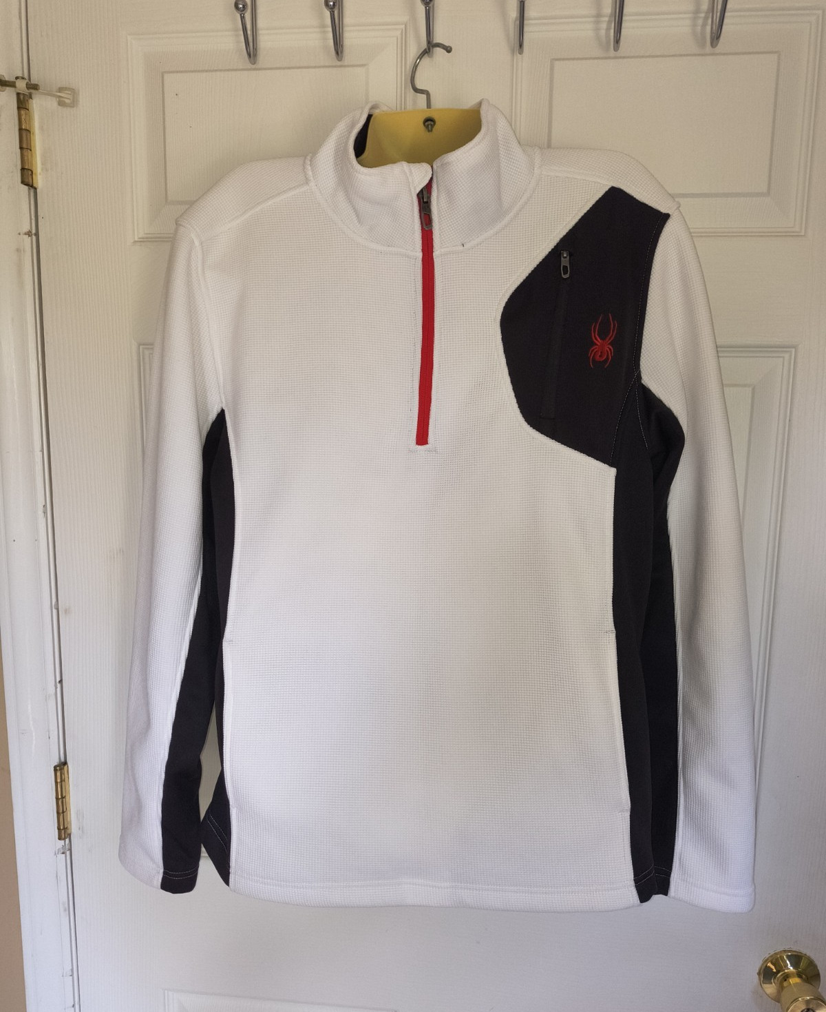 Spyder Men's Apex 1/2 Zip Grid Fleece Pullover - White/Black - Size Medium gallery