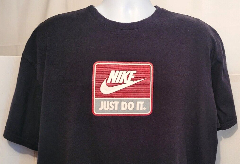 Vtg Nike Men's Tshirt XL Just Do It Rubber Graphic Black SS Crew Neck Black Red gallery