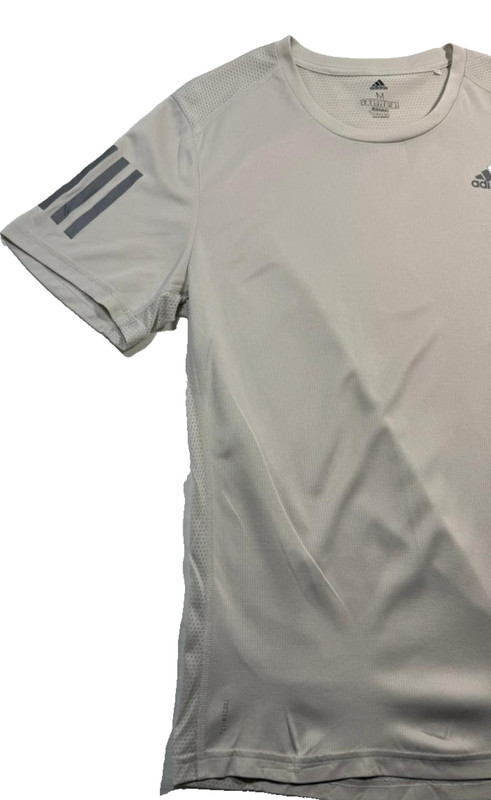 Adidas Men's Light Grey Running Climacool Performance T-Shirt 3-Stripe M gallery