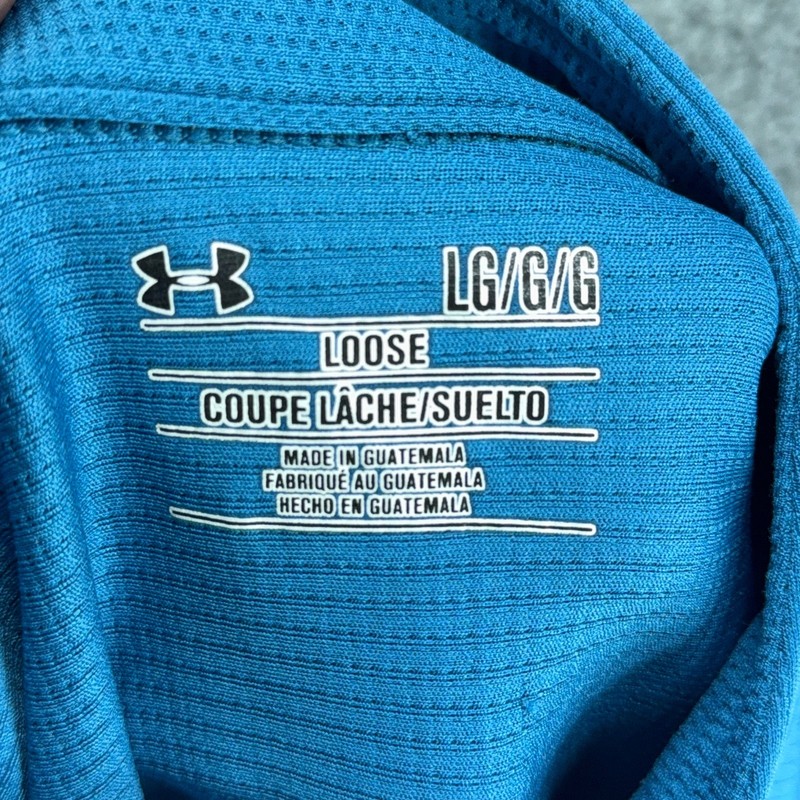 Under Armour 1/4 Zip Pullover Mens L Blue Athletic Long Sleeve Loose Fit Workout gallery