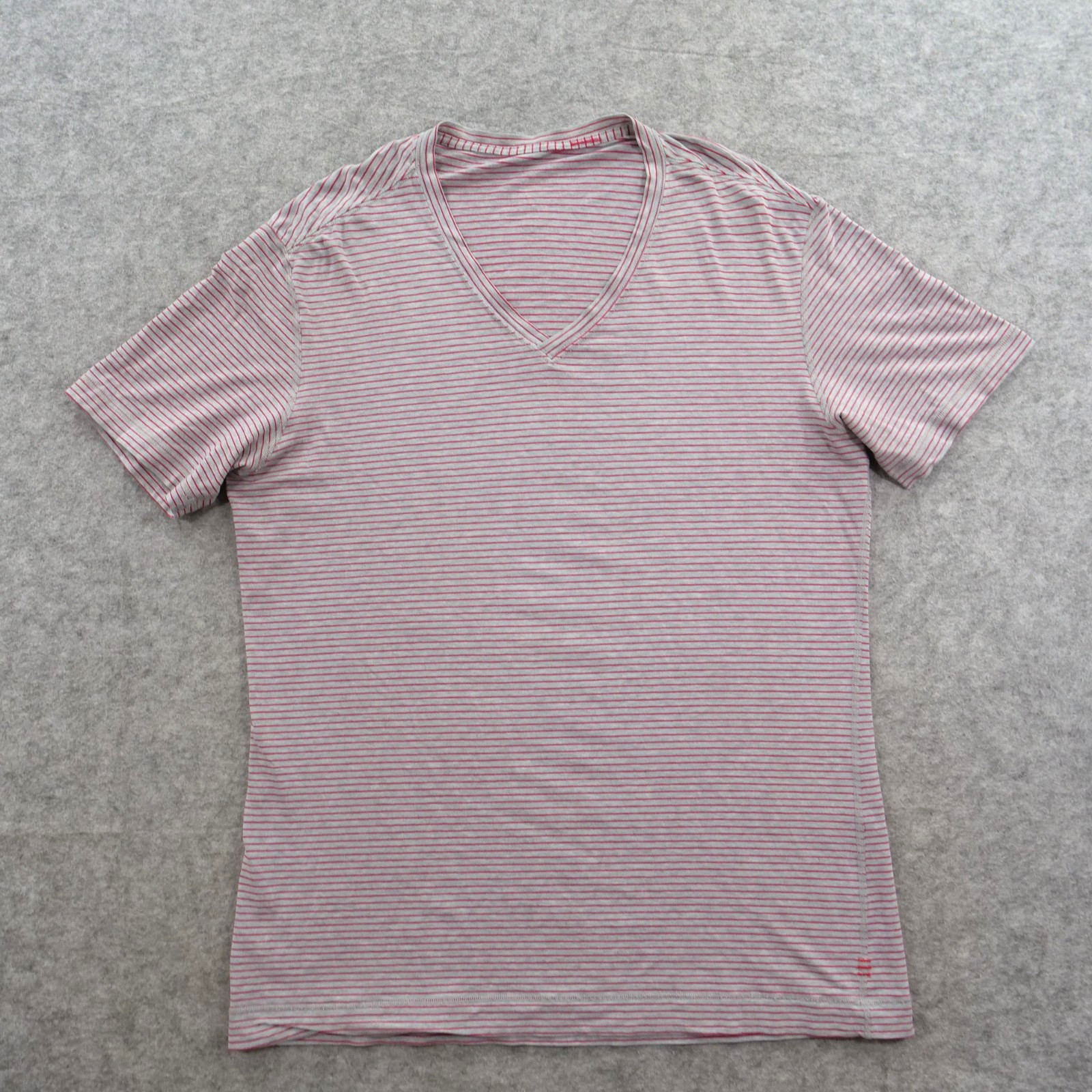 Lululemon Shirt Mens Large Red Gray V-Neck Active Short Sleeve gallery