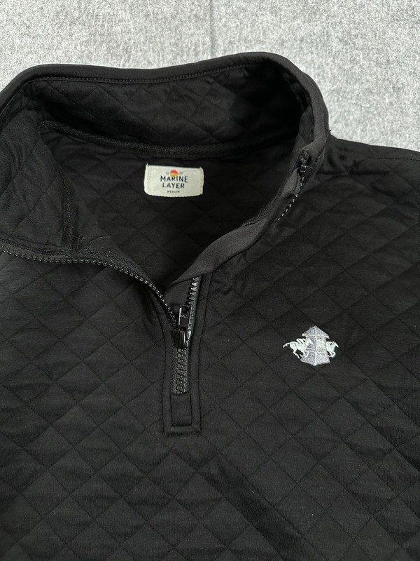 Marine Layer Corbet Quarter Zip Pullover Fleece Black M gallery