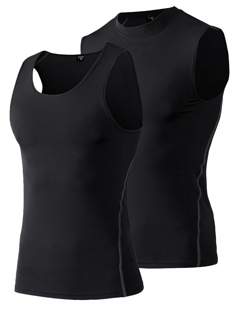 Men Dry Fit Athletic Compression Shirt Set, Sleeveless Short Sleeve Long Sleeve