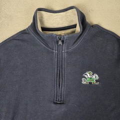 Vineyard Vines Pullover Mens Small Notre Dame 1/4 Zip Pima Peru Navy Blue Green