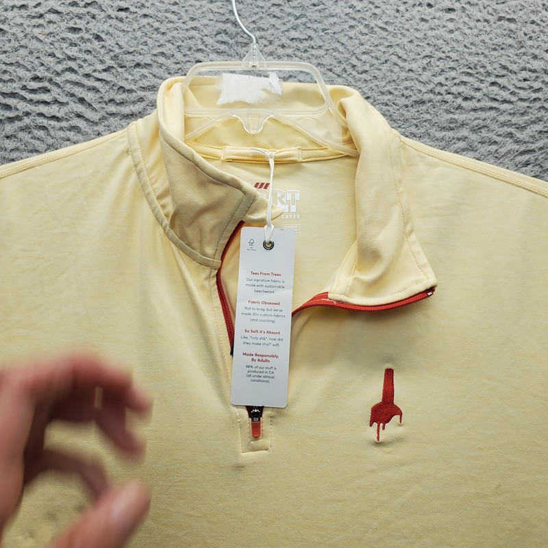 Marine Layer Weekend Sport 1/4 Zip Pullover Mens XL Yellow Preppy Long Sleeve gallery