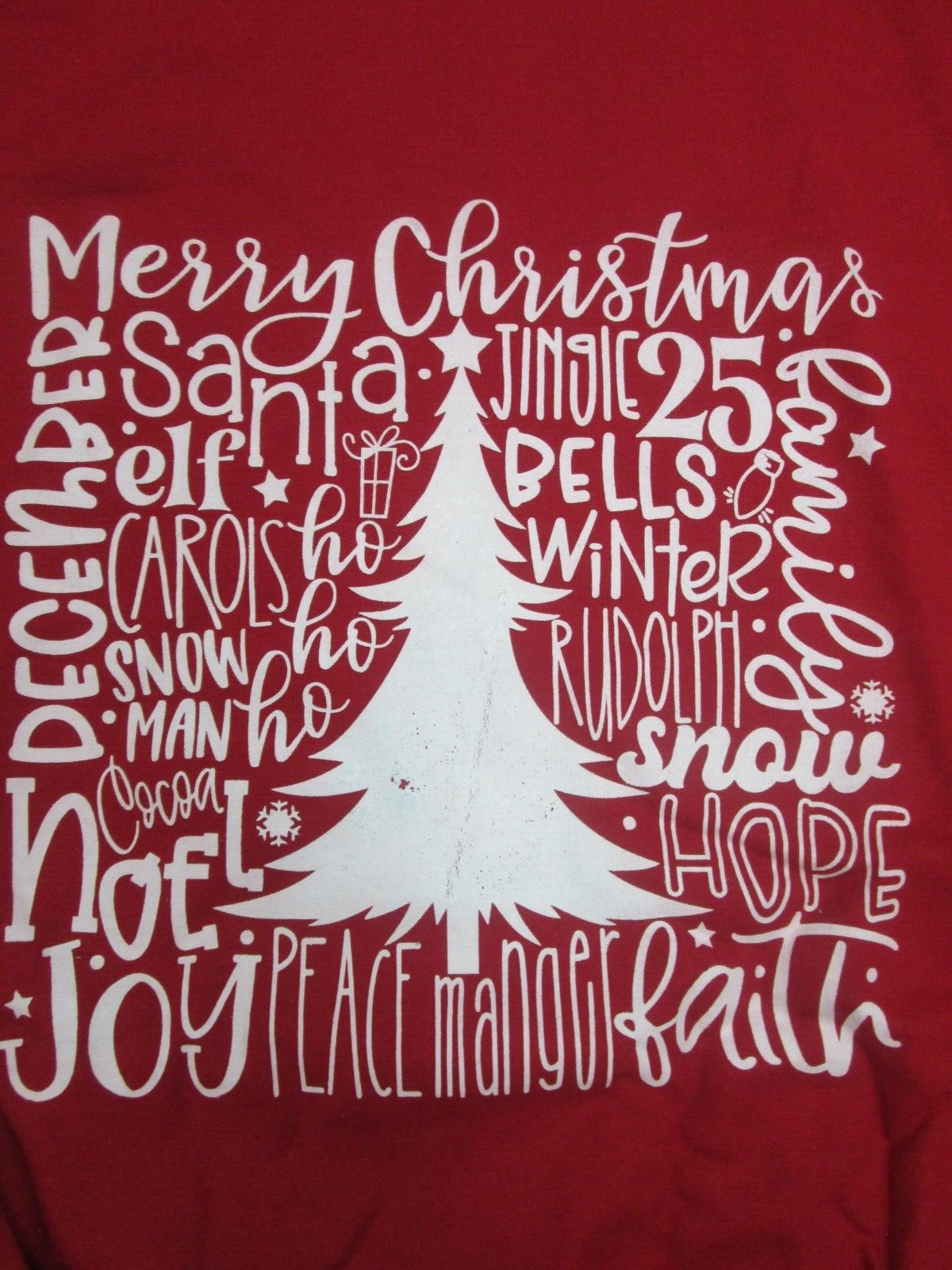 Christmas Sweatshirt crew Red 2xl Gildan Christmas Faith Santa snow tree NEW 6 gallery