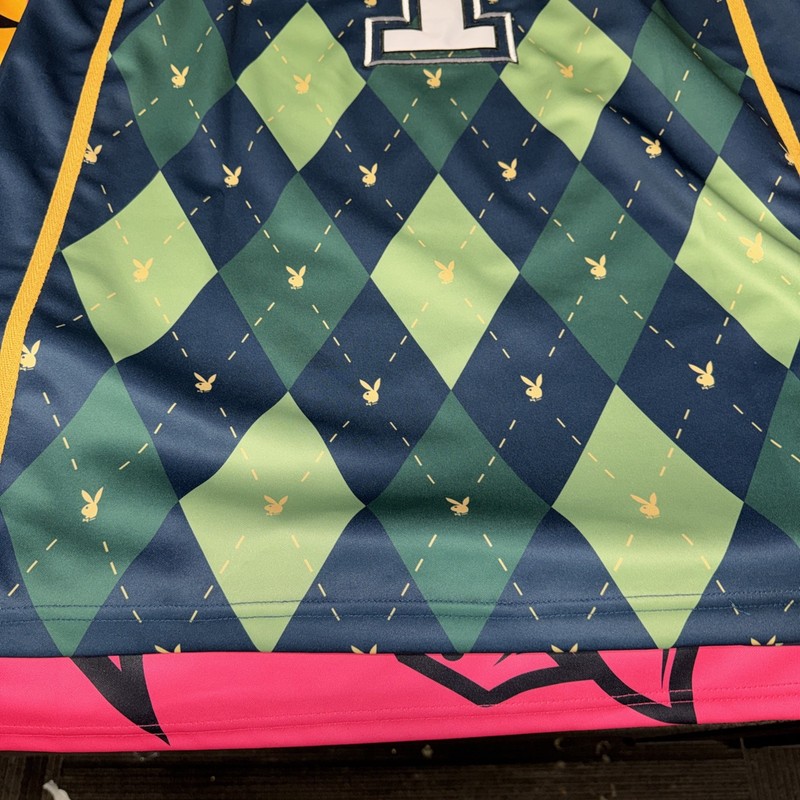 PLAYBOY#1 MEN'S ARGYLE PATTERN BASKETBALL JERSEY XL NWT Htf gallery