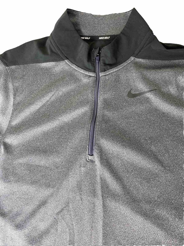 Nike Dri Fit 1/4 Zip Active Pullover Long Sleeve Gray Black Men’s Size Small gallery