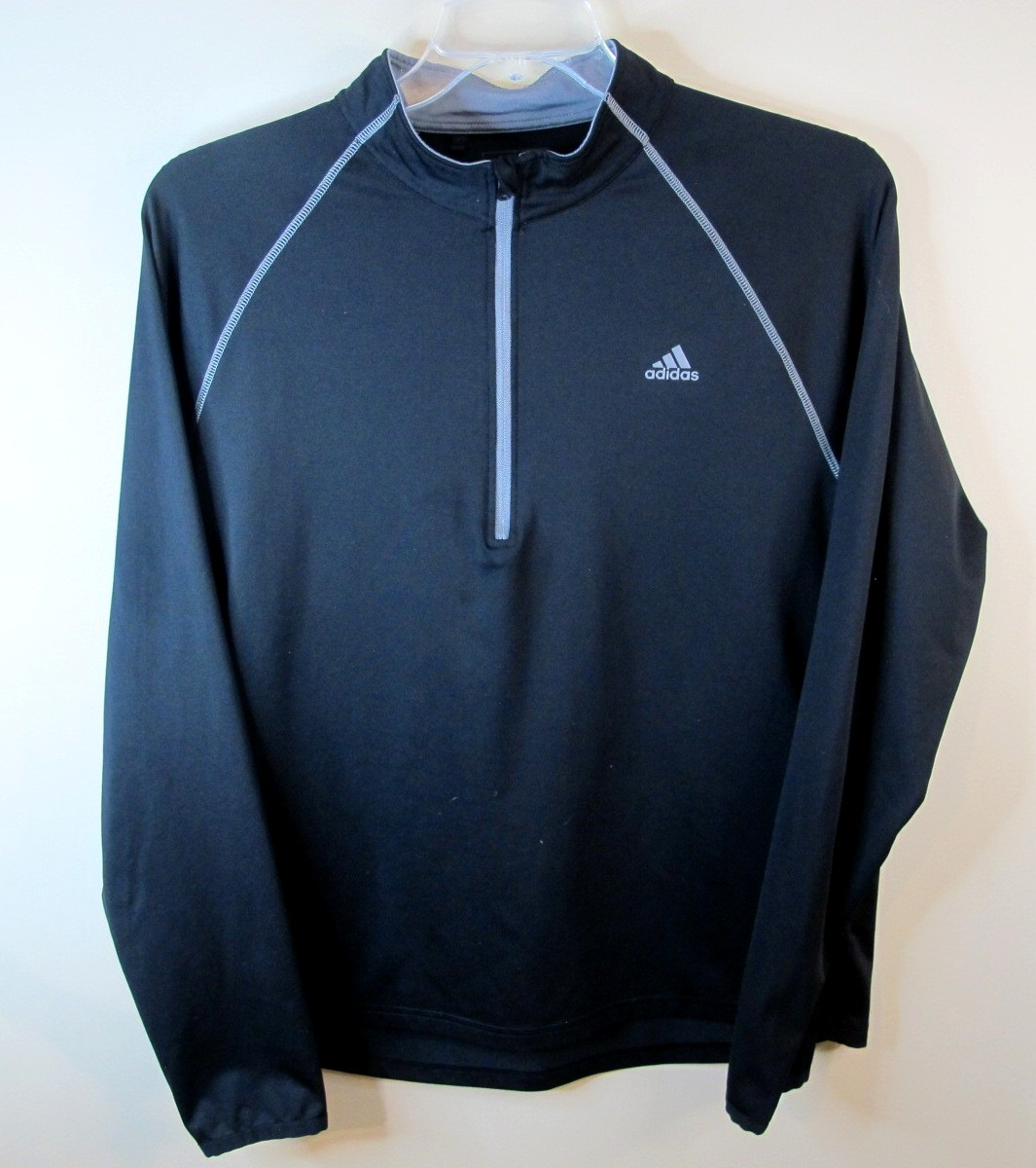 Adidas Lightweight1/4 Zip Performance Pullover Men's Medium Black Stretch Golf gallery