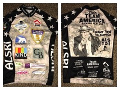 Medium 2011 Team America Kicking ALS ALSRI 3/4 zip cycling race jersey shirt EUC
