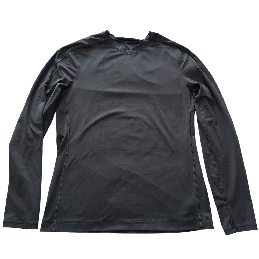 Lululemon Black Long Sleeve Running Training Top Size L Thumbholes Zipper Pocket