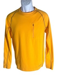 L.L.BEAN Men’s Long Sleeve Pull-Over Polyester Shirt Yellow Small
