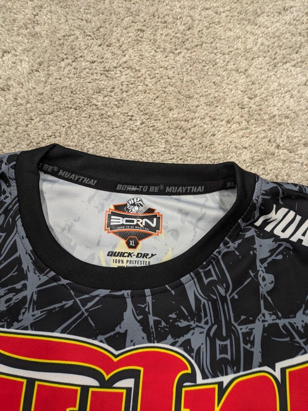 Born Shirt Mens XL Black Muay Thai Quick Dry Martial Arts Graphic Jersey Top gallery