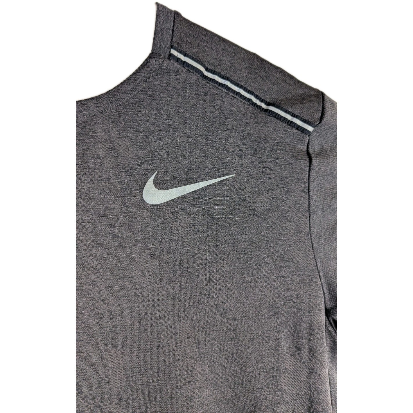 Nike Dri-Fit Knit Running Shirt Mens Sz Medium Dark Gray Short Sleeve Reflect gallery
