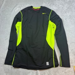 Nike Shirt Mens M Pro Combat Hyperwarm Dri-Fit Max Fitted Stretch Black Neon