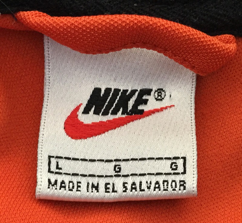 NIKE Mens Large V Neck Collared Activewear Shirt Top Colorblock Striped Orange gallery