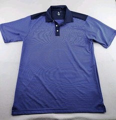 Bolle Golf Polo Shirt Mens Large Blue Striped Poly Blend Lightweight Active