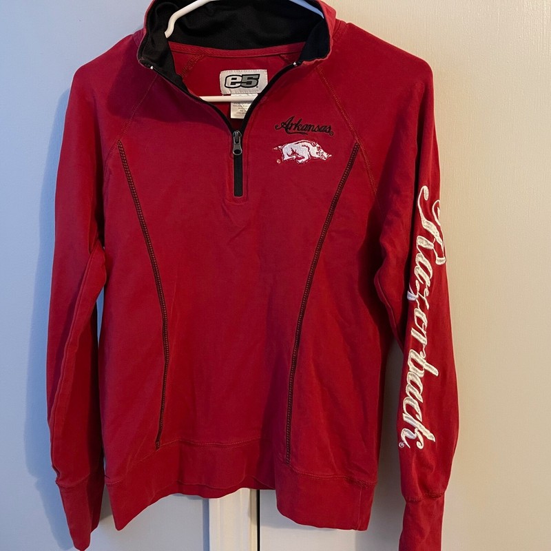 Arkansas Razorbacks Embroidered E5 1/4 Zip Pullover Sweatshirt Jacket Red Small gallery