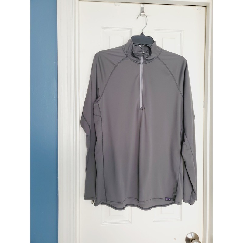 Patagonia Capilene Lightweight Baselayer Gray Quarter Zip Pullover Hiking Large gallery