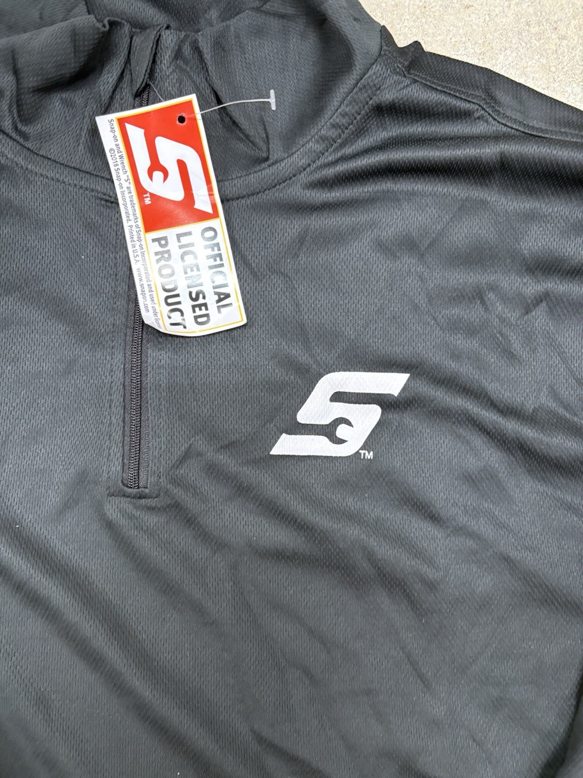 Snap-On Mens Large Pullover Black 1/4 Quarter Zip Tool Lightweight Long Sleeve gallery