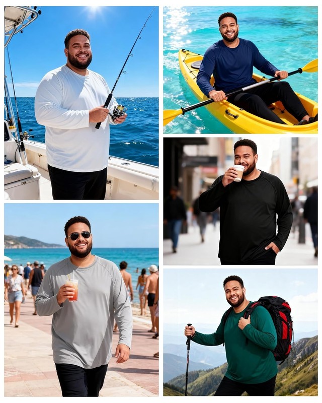 Men's Big and Tall UPF 50 Long Sleeve Cooling Shirts UV Sun Protection Clothing gallery