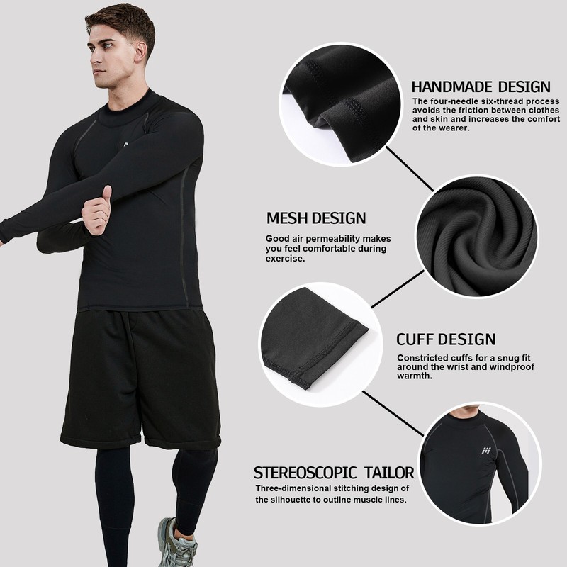 Men's Athletic Compression Shirts Long Sleeve Top Quick Dry Workout Gym Running gallery
