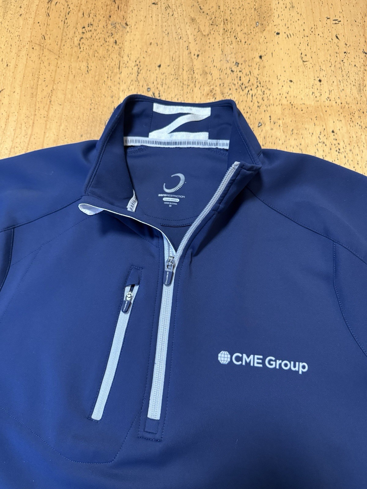Zero Restriction 1/4 Zip Mens Medium Golf Stretch Pullover Tour Series Logo Navy gallery
