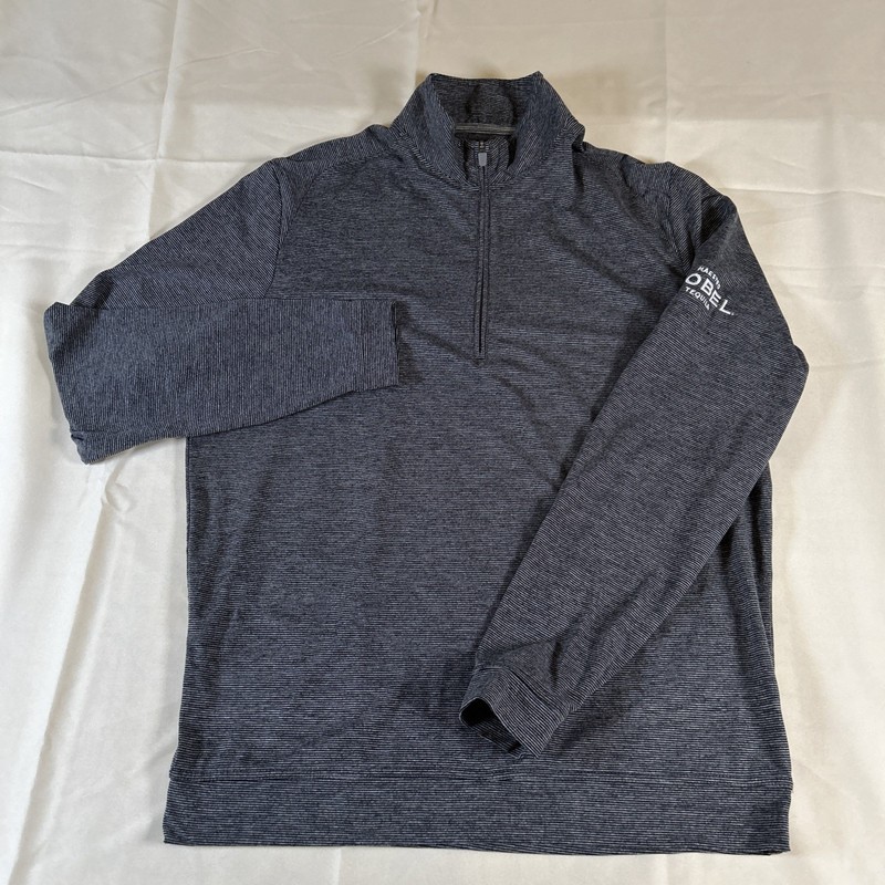 Johnnie-O Pullover Striped Medium Vaughn 1/4 Zip Long Sleeve, Blk/Gray Mock Neck gallery
