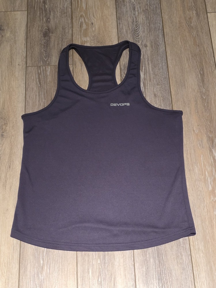 DEVOPS Shirt Men's Medium Grey Training Workout Sleeveless Tank Top