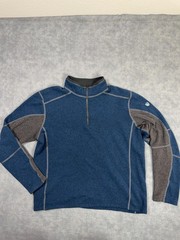 Kuhl Kashmira Pullover Mens XL Blue Fleece 1/4 Zip Mock Neck Long Sleeve Hiking