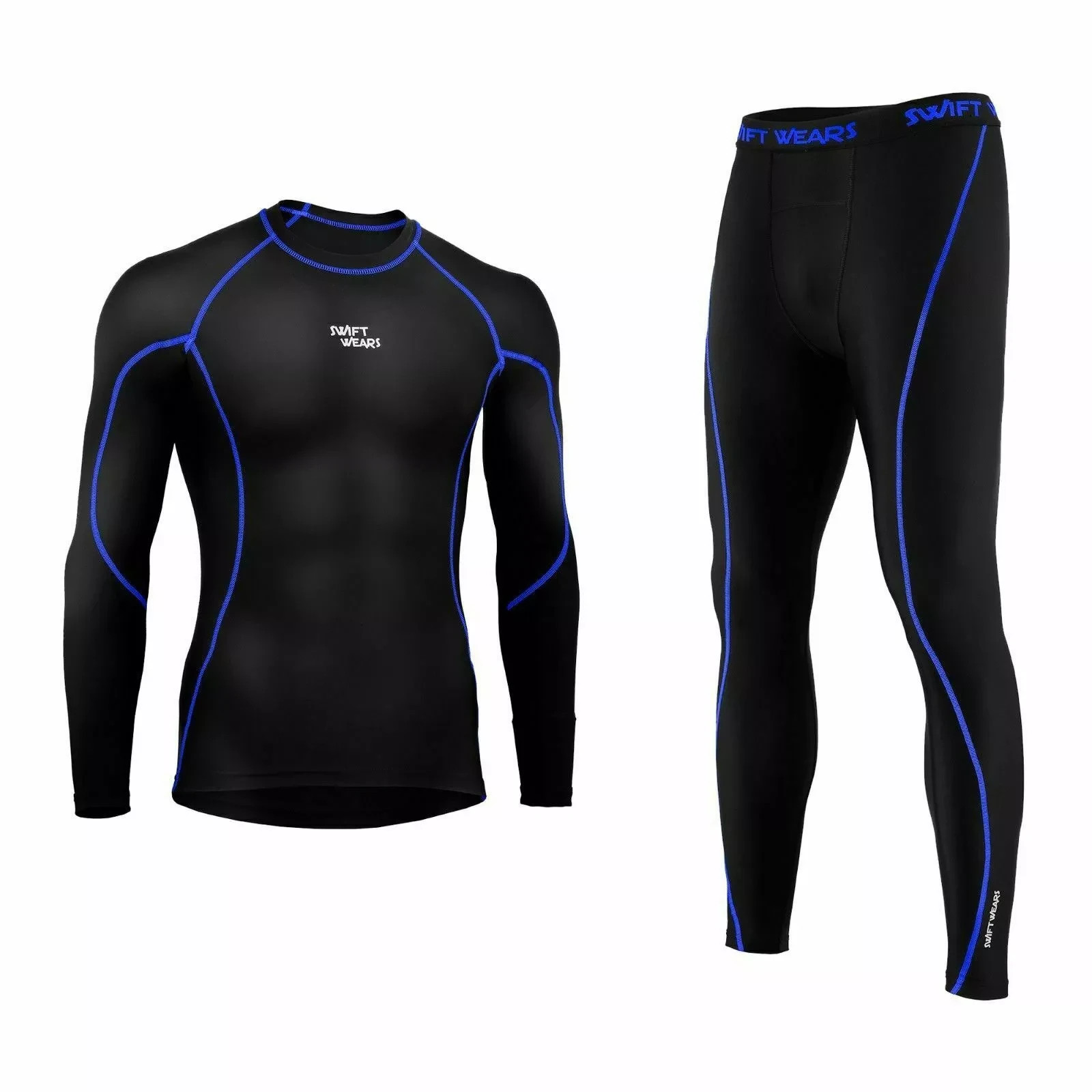 Mens Compression Armour Base layer Top Thermal Skin Fit Shirt + Leggings set UK gallery