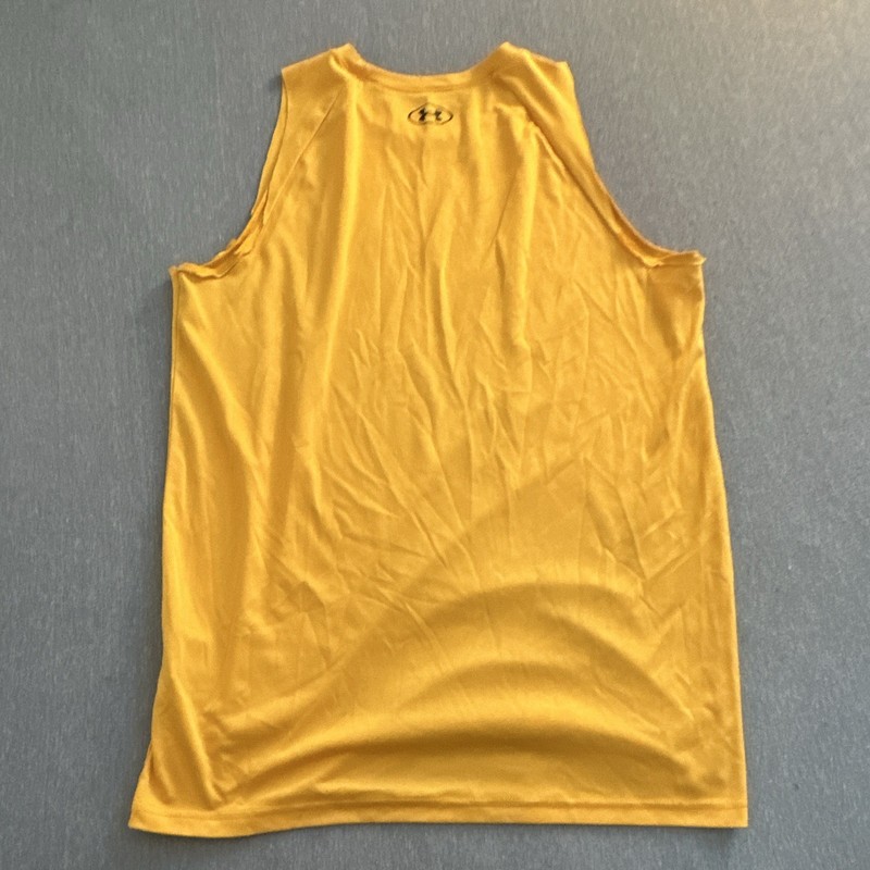 Under Armour HeatGear Youth cut off XL Yellow Polyester Sleeveless Crew Logo gallery