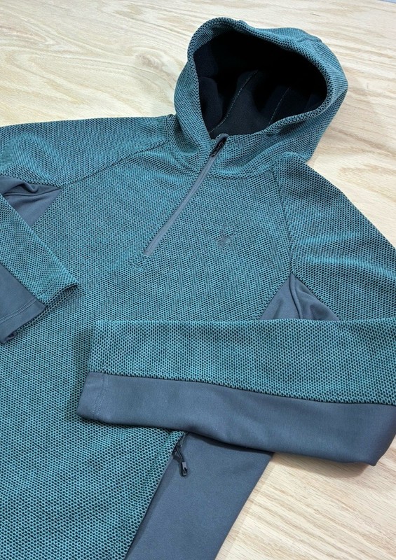 Men’s Spyder 1/4 Zip Heavyweight Pullover Hoodie Top Sweater Adult Large Green gallery