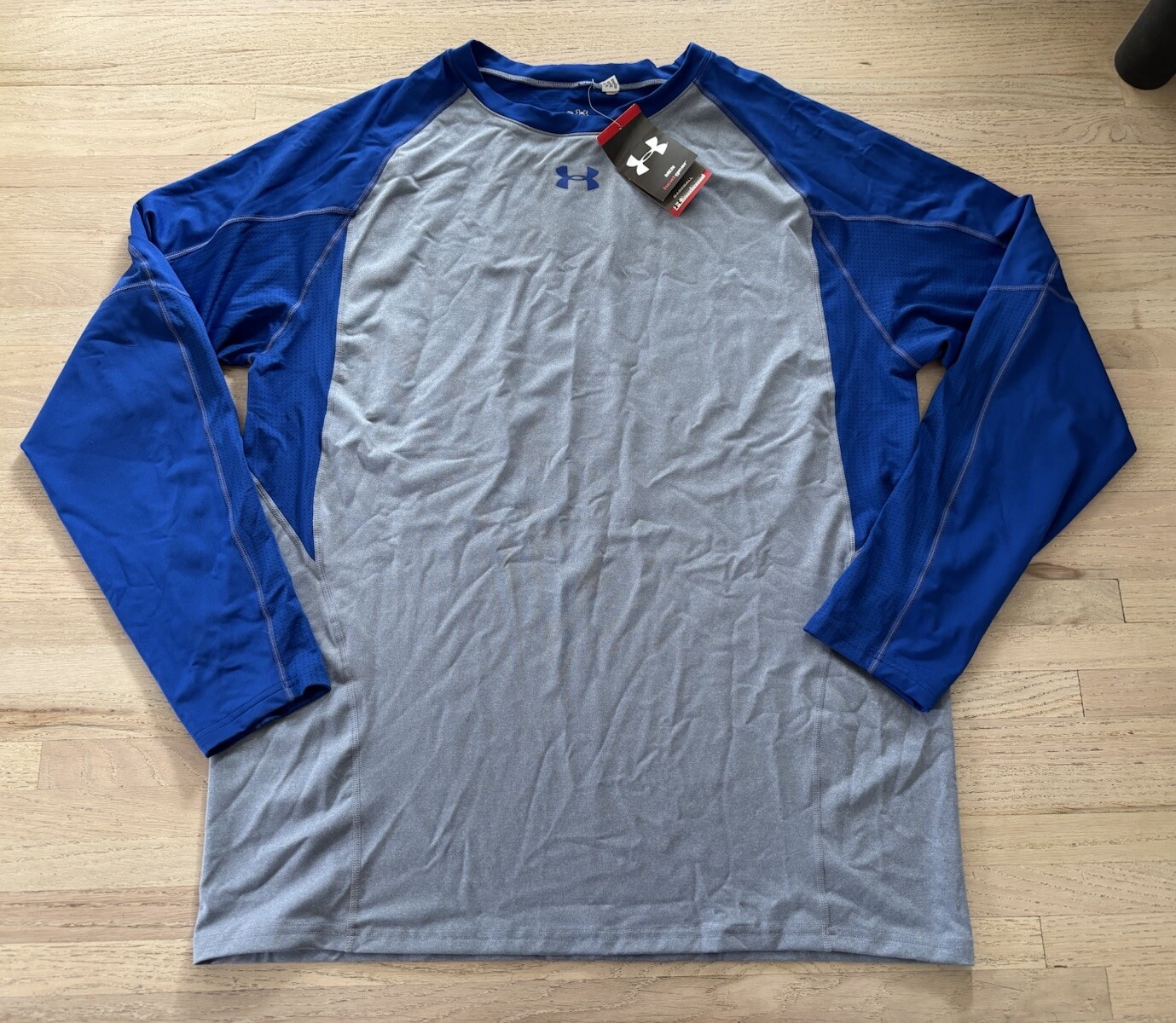 NEW Under Armour Baseball Diamond Series L/S Training Top Medium Gray/Blue 3XL gallery