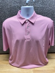 NWT White Water Life Men’s Large Pink Gingham Performance Polo Golf Shirt