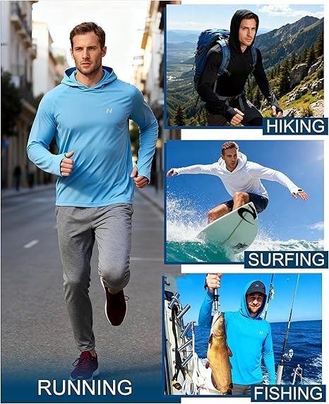 Sudadera con capucha y protección solar para hombre UPF 50+ Rash Guard SPF gallery
