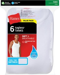 Hanes Men’s White Tank Undershirts Small 6 Pack Moisture Wicking 372AP6