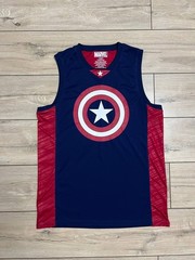 Men Captain America #15 Basketball Sleeveless Jersey Tank Top Shirt sz L
