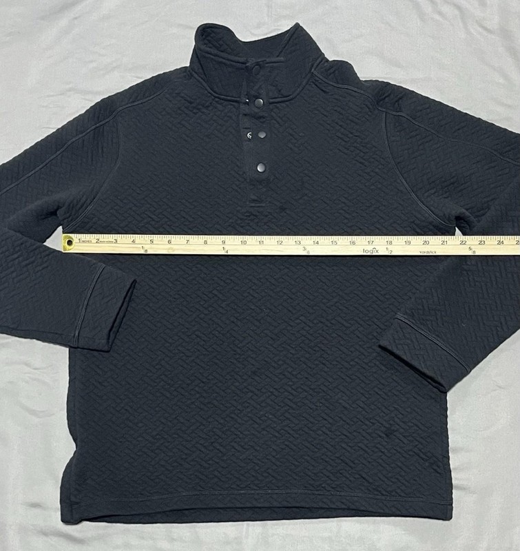 Rhone Pullover Mens Medium Black Textured Snap Mock Neck Long Sleeve Cotton gallery