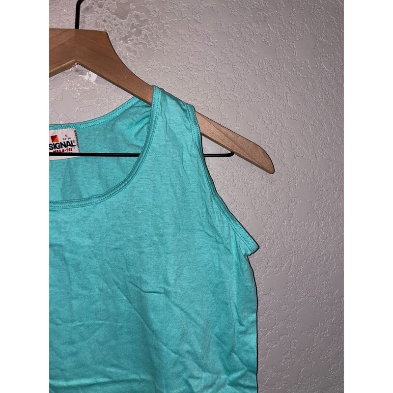 Vintage Blue Blank Tank top Sleeveless Shirt Signal Mega-Tee VTG 1980s 80s Small gallery