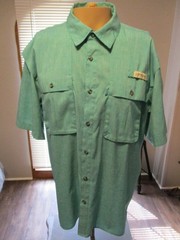 Magellan Green Pockets VENTED Mesh ARANSAS PASS Men Fishing Shirt SZ LARGE