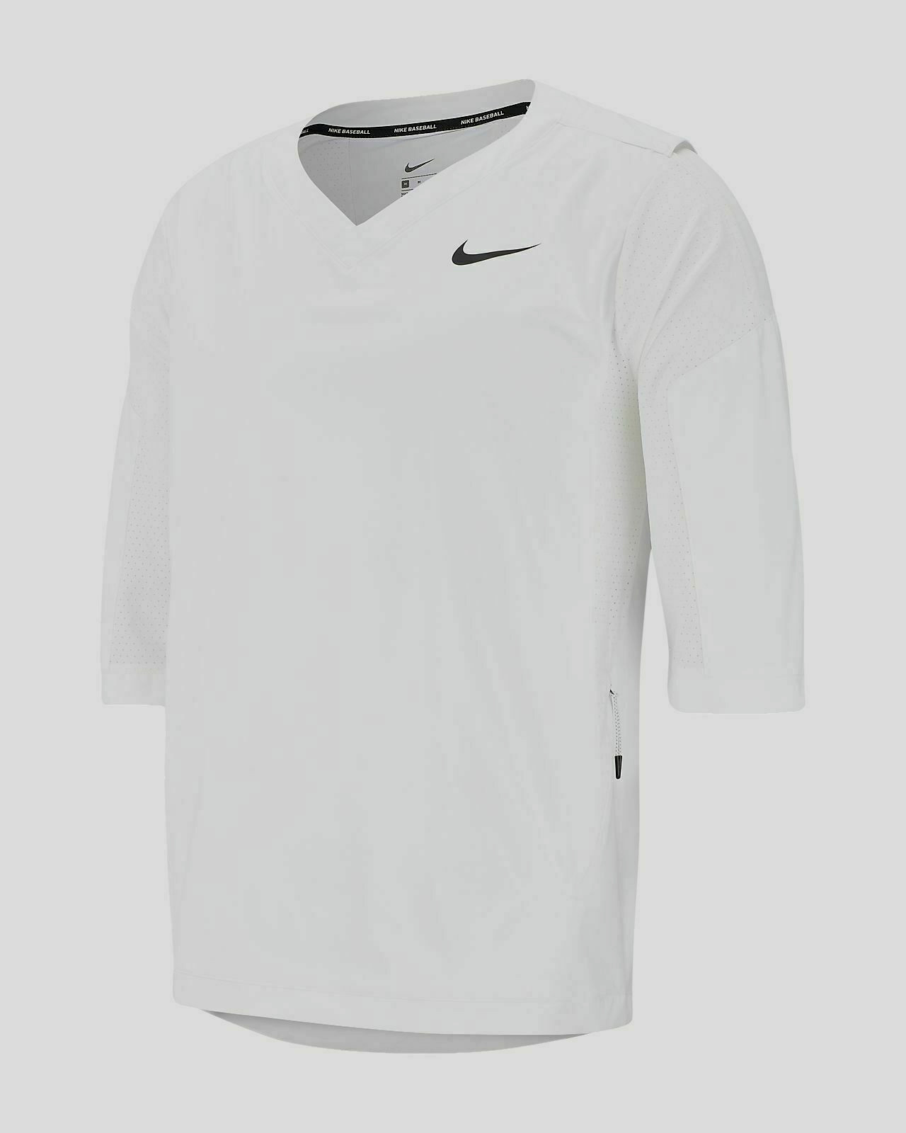 Nike Men's Medium Baseball Wind Rain Hot Jacket 897383 100 White 3/4 Sleeve NWT gallery