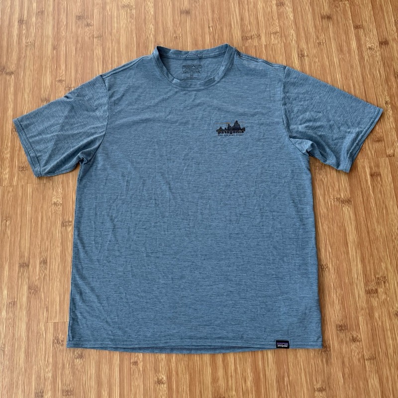 Patagonia Capilene Cool Daily T Shirt Men Medium Heather Blue Logo Graphic EUC gallery